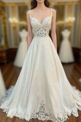 Lace Sweetheart Backless A-Line Wedding Dress