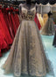 Lace V Neck A-line Long Customize Floor Length Formal Dress, Prom Dress Party Dress