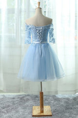 Light Blue Charming Homecoming Dress, Lovely Short Evening Prom Dress, Formal Dress