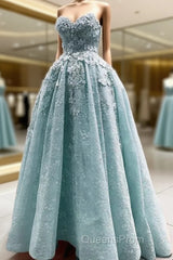 Light Blue Lace High Low Hem Dress