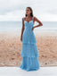 Light Blue Straps Chiffon Sweetheart Low Back Pary Dress, Light Blue Long Classy Prom Dress