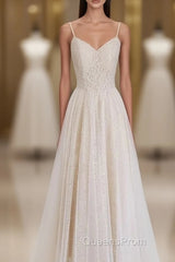 Light Champagne Lace Straps Sweetheart Party Dress Formal Dress, Tea Length Wedding Party Dress