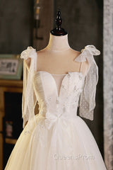 Light Champagne Spaghetti Strap Short Evening Prom Dress, Cute A-Line Tulle Evening Party Dress