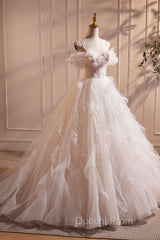 Light Champagne Spaghetti Strap Tulle Long Evening Prom Dress, Beautiful A-Line Formal Evening Dress