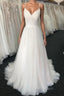Light champagne tulle long Evening Prom Dress, champagne tulle evening Dress