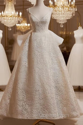 Light Champagne V-Neck Lace Long Evening Prom Dress Weeding Dress