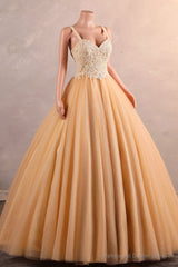 Light Orange Quinceanera Dresses Beaded Appliques A-line Tulle Long Ball Gowns Prom Dresses