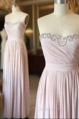 Light Pink Sweetheart Long Evening Prom Dress, Evening Dress