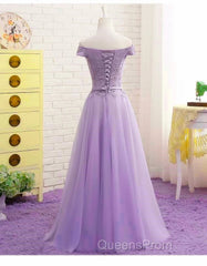 Light Purple Sweetheart Lace Applique Off Shoulder Evening Prom Dress