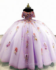 Light Purple Tulle Floral Embrodiery Quinceanera Dress