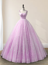Lilac A-Line Tulle Long Sleeveless Quinceanera Dresses