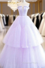 Lilac Purple Strapless Tulle Sheer A Line Evening Prom Dress