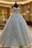Long/Floor-Length Sweetheart Tulle Ball Gown Evening Prom Dress With Lace