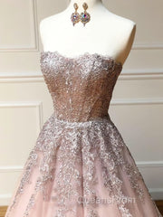 Long Lace Evening Prom Dress with Corset Back, Long Lace Formal Evening Graduation Dress