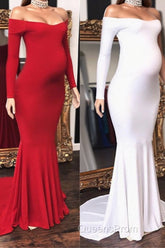 Long Mermaid Off-the-shoulder Pregnant Formal Evening Dress with Sleeves