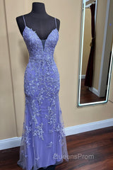 Long Mermaid Straps Formal Dress Lace Appliques