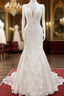 Long Mermaid Tulle Sleeveless Lace Backless Wedding Dress