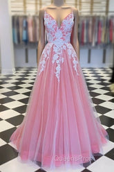 Long Evening Prom Dress With Appliques And Beading,Evening Dress,Charming Dance Dress
