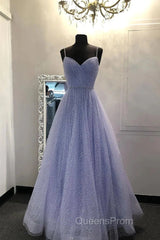 Long Sequin Lavender Sweetheart Beading Evening Prom Dress