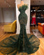 Long Train Strapless Green Party Dress Arabic Mermaid Classy Evening Gowns For Women
