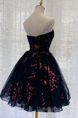 Lovely Black Sweetheart Short Homecoming Dress, Black Evening Prom Dress