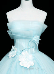 Lovely Blue Tulle Long Sweet 16 Dress, Blue Tulle Formal Dress Party Dress