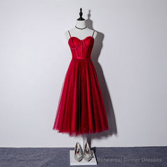Lovely Dark Red Sweetheart Tulle Prom Dress, Wine Red Evening Dress Homecoming Dress