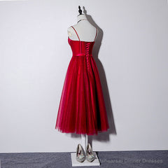 Lovely Dark Red Sweetheart Tulle Prom Dress, Wine Red Evening Dress Homecoming Dress