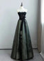 Lovely Green And Black Sweetheart Long Classy Evening Dress, A-Line Classy Prom Dress Party Dress