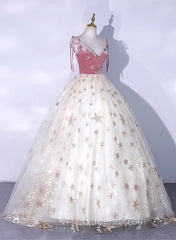 Lovely Ivory Tulle Ball Gown Straps Party Dress, Ivory Sweet 16 Dress Formal Dress