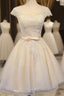 Lovely Tulle Light Champagne Short Evening Prom Dress, Homecoming Dress , Formal Dress, Evening Prom Dress