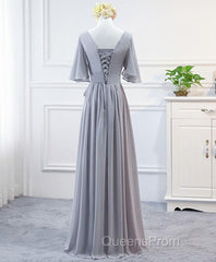 Simple V Neck Chiffon Long Evening Prom Dress, Bridesmaid Dress