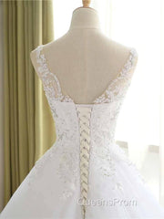 Luxurious Lace Beaded Wedding Dress New Arrival V Neck Straps Long Ball Gown Wedding Party Bridal Dress