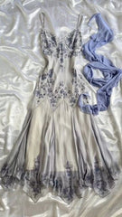 Luxury Chiffon Beaded Spaghetti Straps Long Prom Dress Mermaid Evening Dress