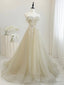 Cute Tulle Sequins Floor Length Prom Dress, Beautiful Spaghetti Strap Evening Party Dress