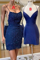 Mermaid Backless Blue Lace Evening Prom Dress, V Neck Blue Homecoming Dress, Blue Lace Formal Evening Dress