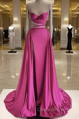 Mermaid Beaded Straps V Neck Slit Dress