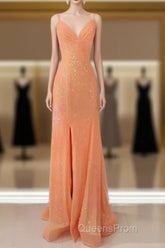 Mermaid Corset Sequin Dress V Neck Split