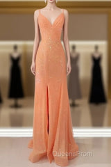 Mermaid Corset Sequin Dress V Neck Split