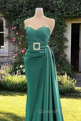 Mermaid Green Beaded Strapless Satin Dress