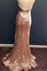 Mermaid Halter Rose Gold Evening Prom Dress
