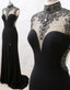 Mermaid High Neck Beaded Jersey Black Classy Evening Classy Prom Gown With Slit