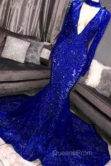 Mermaid High Neck Long Sleeves Evening Prom Dress