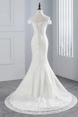 Mermaid Off-The-Shoulder Bride Gown Long Wedding Gown With Lace