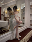 Mermaid Off The Shoulder Sequin Floor Length Classy Prom Dress With Slit 21St Birthday Outfit