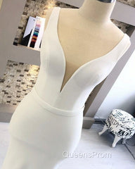 Mermaid Plunging Satin Wedding Dress