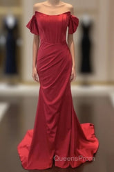 Mermaid Red Satin Corset Dress Off The Shoulder