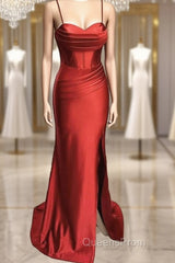 Mermaid Rust Orange Satin Dress