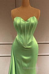 Mermaid Sage Green Corset Satin Evening Prom Dress
