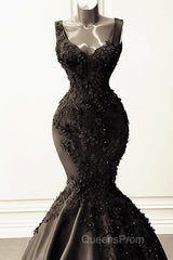 Mermaid Satin Spaghetti Straps Dress With 3D Flowers